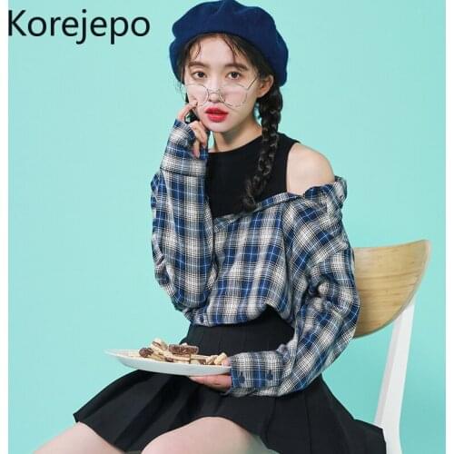 Женские рубашки в клетку Korejepo China At AliExpress