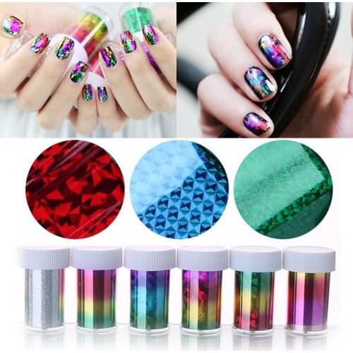 Colorful Broken Mirror Glass Nail Foil Sticker Star Nail Decoration Glass Broken Tips Stencil Decal Nail DIY Art Sticker