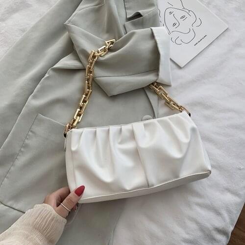 Creative Women Pleated Tote Bag Classic Texture Delicate Design Pure Color PU Shoulder Portable Fashion Handbag Purses