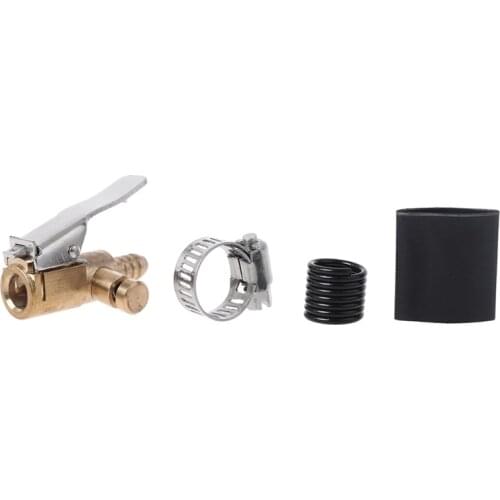 1/4" Brass Tire Inflator Lock on Air Chuck Mini Air Compressor Portable Tire Inflator Tire Chuck Hose End w/ Connector