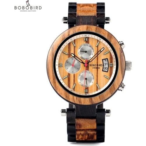 BOBO BIRD Men Watch Metal and Wooden Luminous Quartz Movement Sport Wristwatch Accept Customize relogio masculino dropshipping