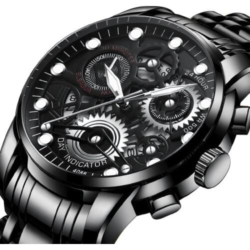 2021 New Mens Watches Top Brand Leather Chronograph Waterproof Sport Automatic Date Quartz Watch for Men Relogio Masculino