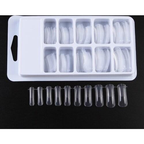 100 pcs/Box False Nails Mold For Poly Nail Gel Nail UV Gel Extended Acrylic Quickly Bulider False Nails Clear Full Cover Tips