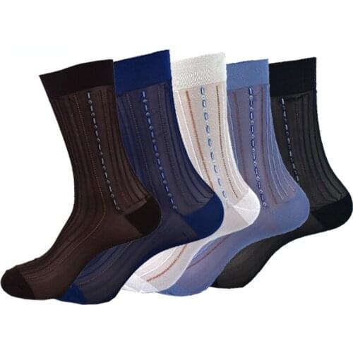 10 Pairs/Lot Large Size Summer Socks Mens Nylon Thin Breathable Men Silk Socks Business Work Party Dress Long Socks