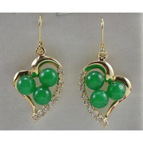 Latest Round Natural jade With Heart-shape Earring 8mm