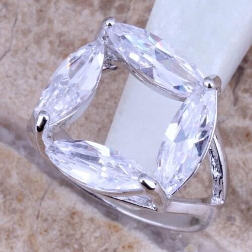 Charming White CZ Silver Plated Ring Size 6 / 7 / 8 / 9 R0216