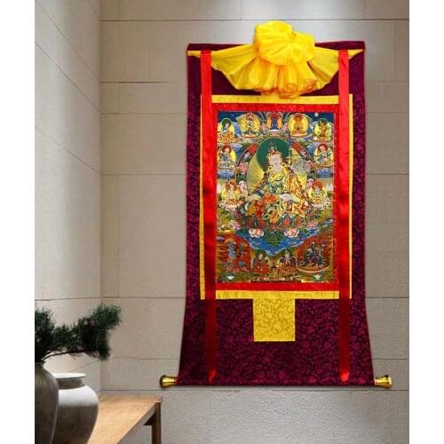 Wholesale Buddhist supply 120CM LARGE Buddhist Buddhism HOME temple art Guru Rinpoche 8 Buddhas Thang-ga Thangka hang painting