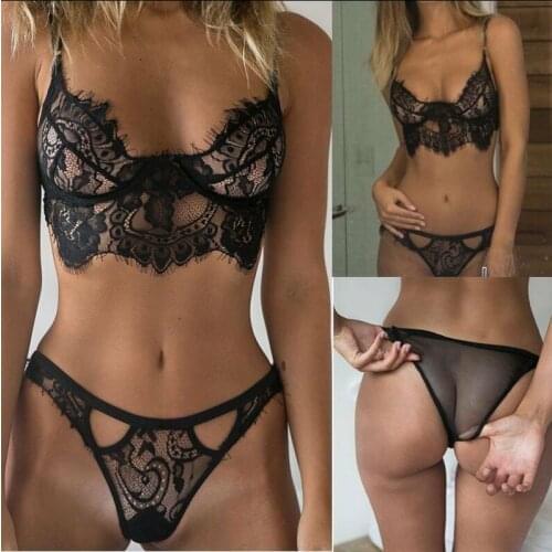 Sexy- Nightwear Underwear G-string Babydoll Women Lace Bra Sleepwear Set 2021 New Fashion
