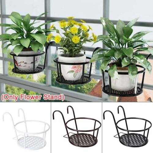 Balcony hanging plant stand balcony round flower pot stand railing fence outdoor window wrought iron bonsai stand ornaments