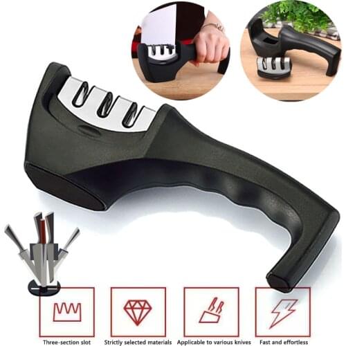 Knife Sharpener Professional Three Stages Tungsten Steel and Ceramic Multi-Function Whetstone Home Kitchen Quick Sharpening Tool