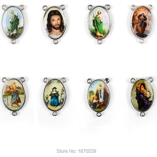 Religious Necklace Rosary Accessory Center Medal Jesus Jude St Christopher Madonna of the Street