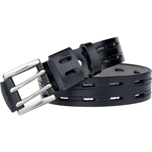 Luxury Men Belts Good Quality Cowhide Waist Belt Male Fashion Casual Belt Metal Dual Pin Buckle Retro Genuine Leather Belts