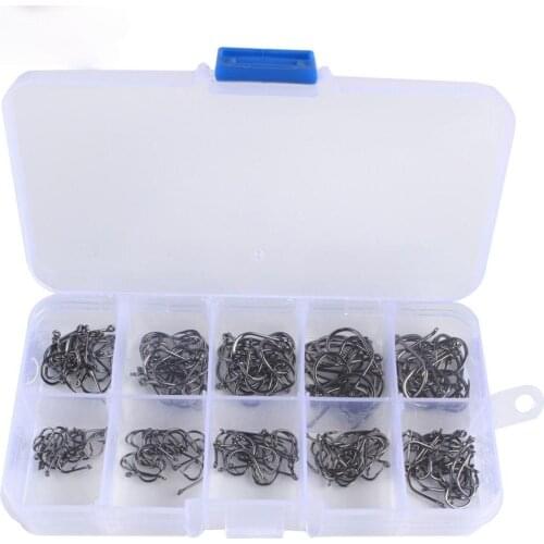 Fishing Hook High Carbon Steel Barbed 3#-12# 100-600Pcs/Box Fly Fishing Bait Holder Jig Hole Carp Fishing Accessoires