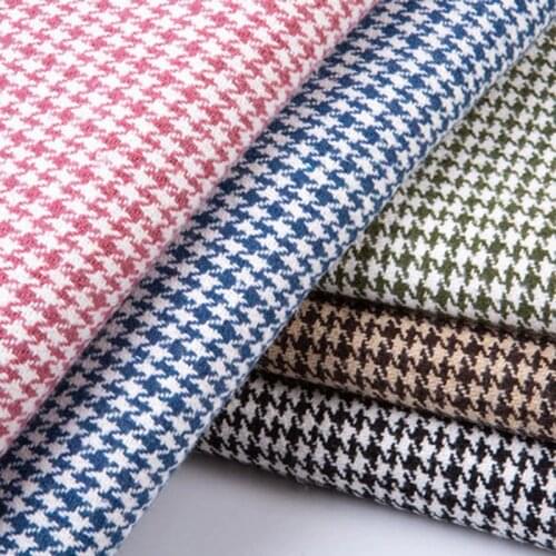 Wool Cashmere Vintage Houndstooth Thick Fabric For DIY Coat Suits Sofa Cover Autumn Winter Yarn Dyed Tweed Textiles 50X150cm