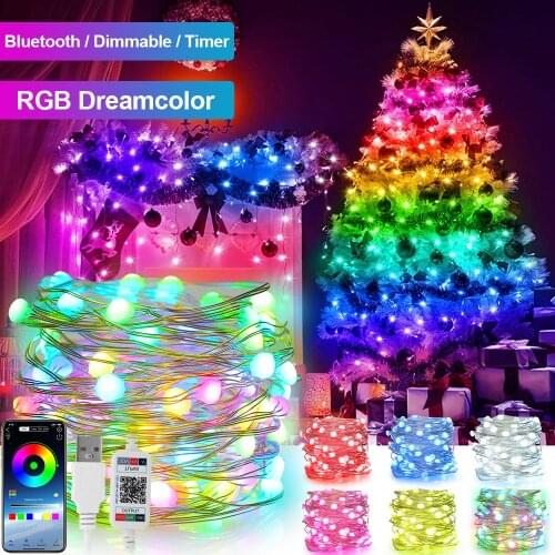 Bluetooth-compatible Control Dream Color LED String Lights Outdoor Waterproof USB Christmas Lights Lighting Decor String Light