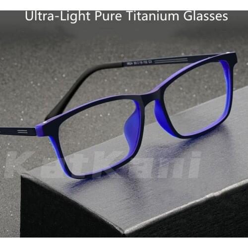KatKani Ultra-Light Pure Titanium Glasses Frame Retro Fashion Full-Frame Myopia Glasses Square Prescription Glasses Frame K9824