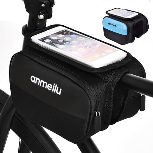 Bicycle Front Tube Bags Pannier Double Pouch For Cellphone Touch Screen BAG Waterproof Bike Cycling Handlebar Bag Accessories