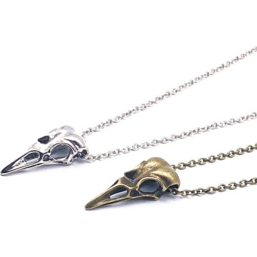 Vintage Skull Bird Head Pendant Necklace, Halloween Necklace, Punk Bird Head Necklace, Mens and Womens Necklaces