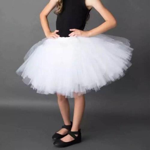 Girls Pure White Fluffy Tutu Skirt Baby Birthday Party Solid Color Tulle Skirt Girls School Dance Clothes Children Skirt