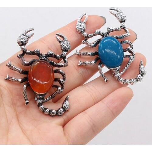 Womens Brooch Natural Stone Alloy Pendant Scorpion-Shaped For Jewelry Making DIY Necklace Bracelet Clothes Shirts Accessory