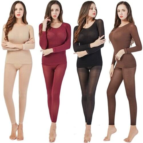 Winter Women Thermal Underwear 37 Degree Constant Temperature Long Johns Sets Ladies Elastic Seamless Warm Intimates Clothes