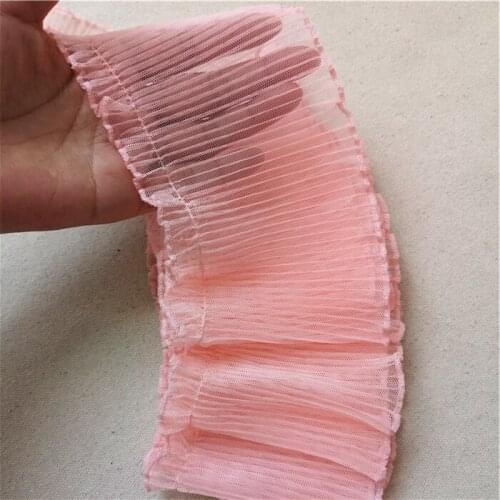 10yards/lot Diy 10cm wide Single-layer mesh pleated lace accessories red yellow green lace