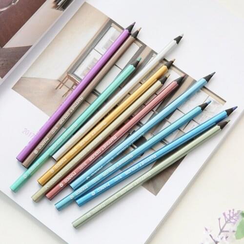Metallic Pencil Classic Marco Artist Fine Art Black Wood Pencil Metal Students Painting Tools Stationery School Supplies H6495