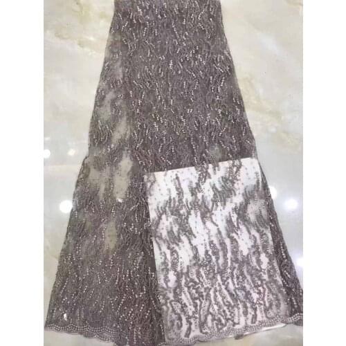 2021 African Lace Fabric Sequin Embroidery French Tulle DIY Design Banquet Dress Fashion Skirt Sewing Supplies 5 Yards Wholesale
