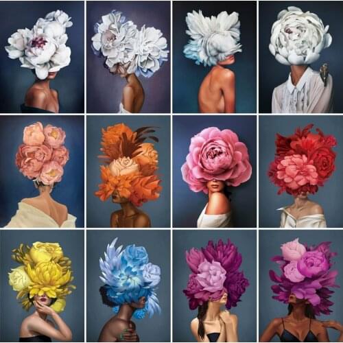 AZQSD Diamond Embroidery Rose Woman Flower Mosaic Diamond Painting Portrait Cross Stitch Needlework Sale Decoration For Home