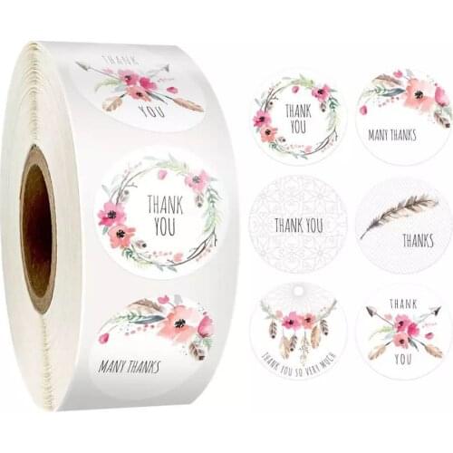 Paper Label Stationery Stickers 500Pcs Thank You Sticker Scrapbooking for Wedding Gift Card Business Packaging Sticker