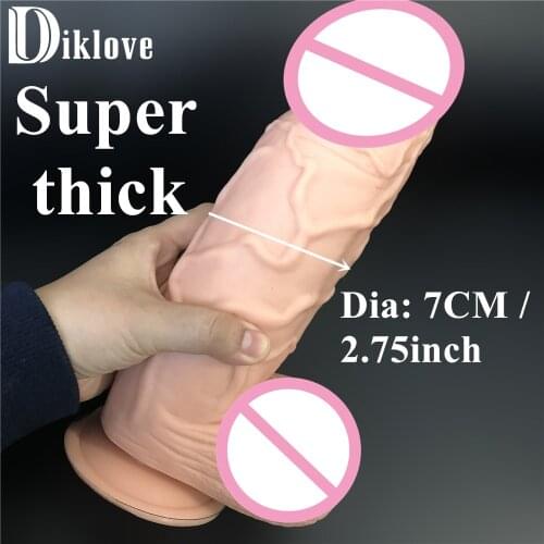 D: 7 CM super thick Dildo flesh/ black L:10.62"(27mm) huge penis big cock penis with suction cup woman sex toy sex product