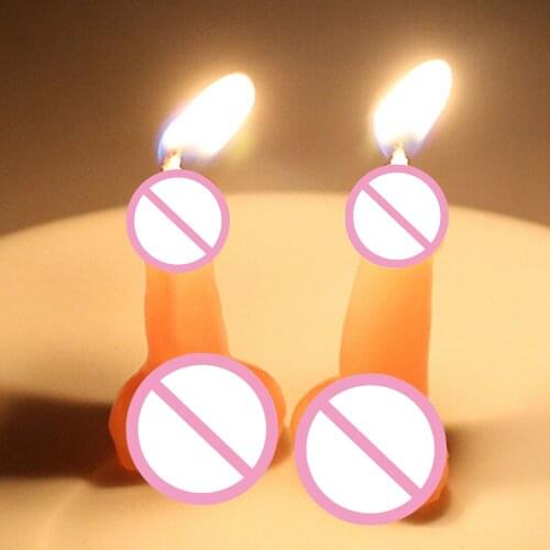 EXVOID Hen Party Accessories Gift 1 Pair Cock Dick Penis Candle Mini Willy Candles Sex Toys for Couples Flirting Sex Shop