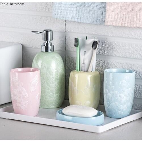 1 pc 675ml Ceramics Shampoo Bottle Nordic Style Solid Color Bathroom Toothbrush Holder Soap Dish Container Bathroom Supplies