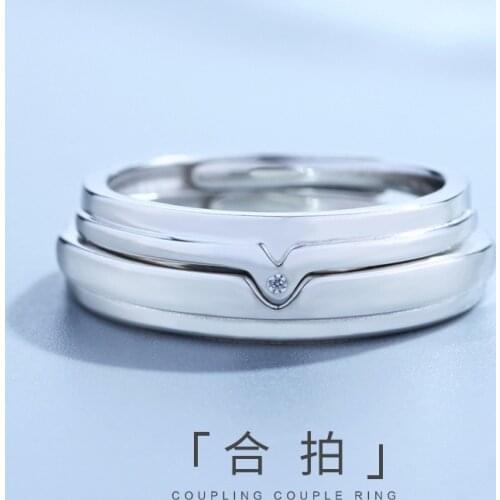 925 Sterling Silver Fashion Love Ring Resizable Lovers' Ring Couple Ring Boyfrid Girlfriend Gift