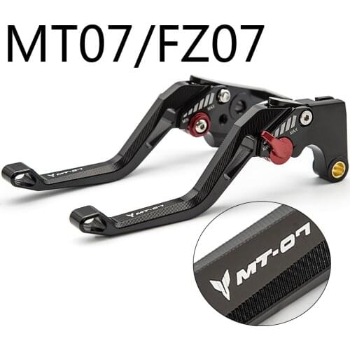 Logo MT07 Brake Clutch Lever For Yamaha MT 07 FZ07 MT-07 MT07 2014-2020 Adjustable Aluminum Motorcycle 3D Levers Handles + Grips