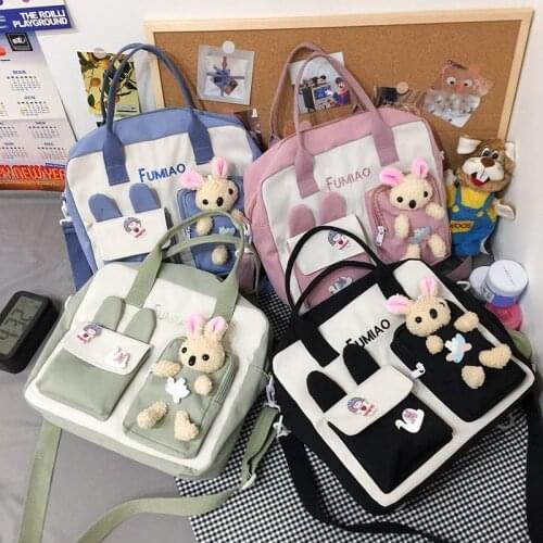 Fashion Nylon Backpack Cute Girl School Bag Harajuku Kawaii Student Book Bags 2021
