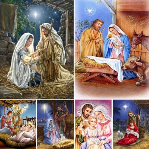 DIY 5D Diamond Painting Religious Jesus Cross Stitch Kit Full Drill Embroidery Mosaic Art Picture Crystal Crafts Wall Decor Gift