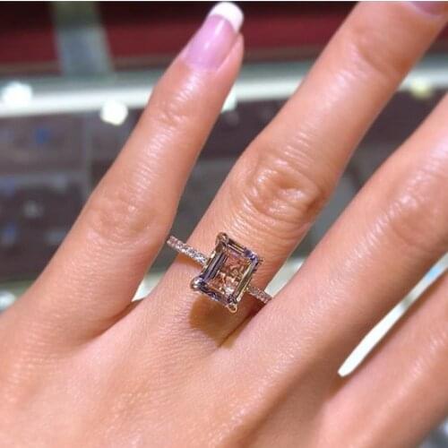 Luxury Emerald cut Simulated Diamond ring set fine Jewelry Original 925 sterling Silver Engagement wedding Rings for Women