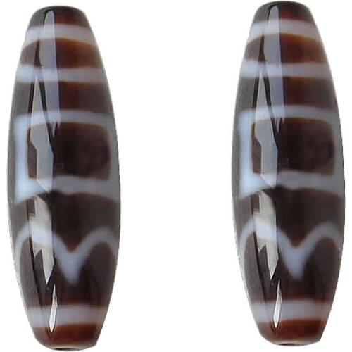 1PC Natural Tibetan Dzi Beads For Making DIY Fashion Jewelry Oval sun earth water & two tone Grade AAA 12x38mm Hole:Approx 2mm