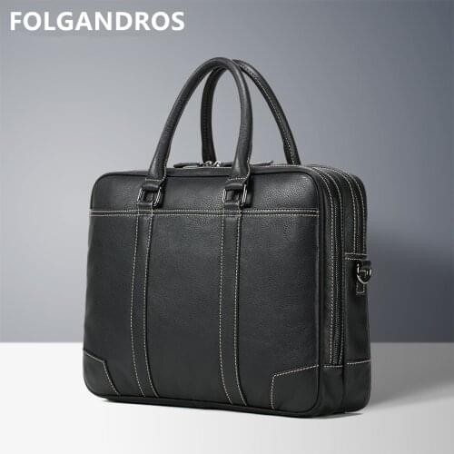 2019 Brand Business Briefcase High Quality Men Genuine Leather Classic Briefcase Male Office Computer Document Tote Shoulder Bag