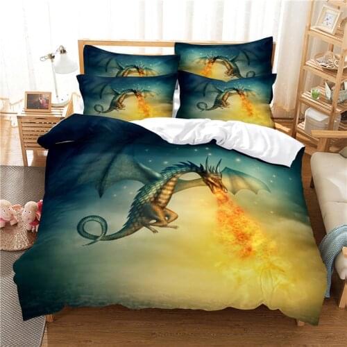 Fire Breathing Dragon Bedding Duvet Cover Set 3d Digital Printing Bed Linen Fashion Design Comforter Cover Bedding Sets Bed Set