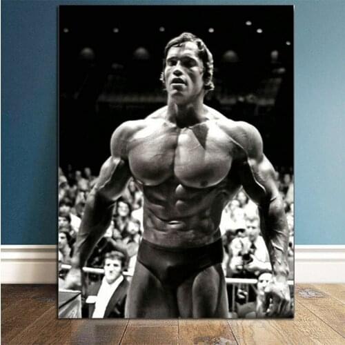Modern Canvas Painting Arnold Schwarzenegger Bodybuilding Posters Motivational Quote Art Fitness Inspirational Wall Art Picture