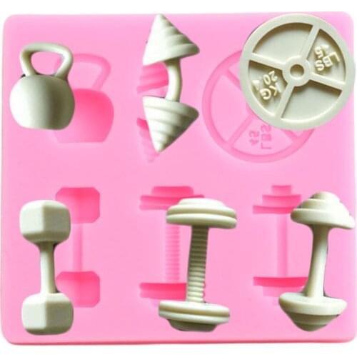 Sports Fitness Workout Exercise Dumbbell Silicone Mold Fondant Cake Decorating Tools Chocolate Gumpaste Candy Polymer Clay Mould