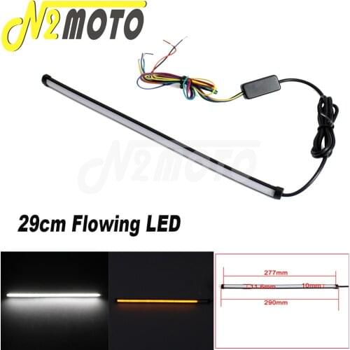 Motorcycle LED Light Strip Sequential Flowing Taillights Brake Light Turn Signal Indicator Universal Stick On 29cm 12-24V Lights