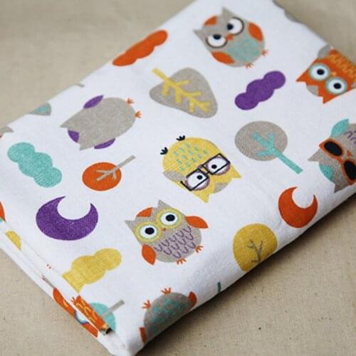 FABRIC Patchwork owl seies cloth learning Printing fabric table Natural Cotton Linen Fabric Quilting Patchwork 0.5m