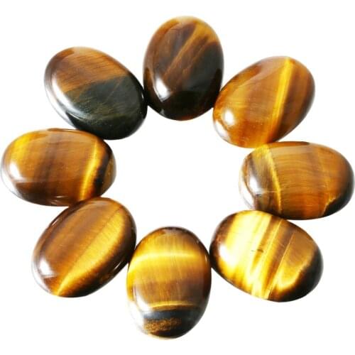 TUMBEELLUWA 1Lot (20Pc) 13x18x5mm Tigers Eye Stone Oval Stone CAB Cabochons Flatback Beads for Jewelry Making