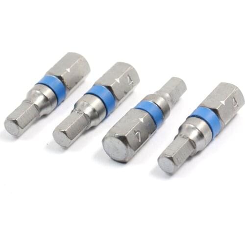 UXCELL 4 Pcs/lot 4mm/0.16" Tip 6.3mm/ 1/4" Shank Magnetic Hexagon Screwdriver Bits 25mm/ 1'' Length Hardware Part Power Tool