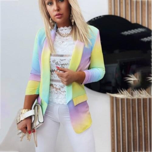 Spring Women Casual Coat Long Sleeve Cardigan Blazers Autumn Fashion Tie Dye Print Tops Elegant Office Ladies Slim Suit Coats