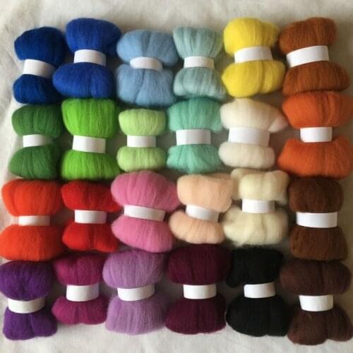 WFPFBEC 24colors 5g/10g/20g/50g/100g/color wool for felting 70s wool felt
