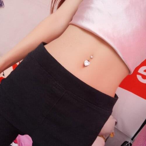 Trendy Crystal Heart S925 Sterling Silver Anti- allergy Body Jewelry Belly Piercing Ombligo Navel Piercing For Women Fashion